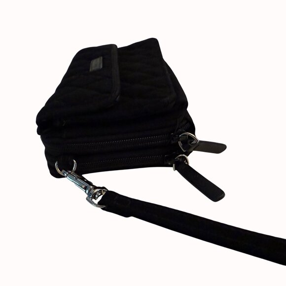 Vera Bradley Smartphone Wristlet Wallet Black Quilted Dual Zippers Card Slots - Picture 4 of 16